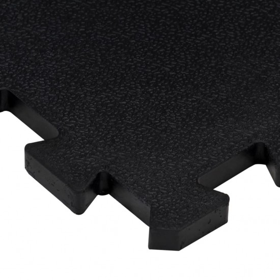 Guminės grindų plytelės, 16vnt., juodos, 30x30cm, 16mm