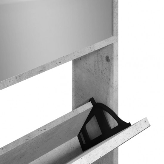 Batų spintelė su veidrodžiu, 4 aukštų, pilka, 63x17x134cm