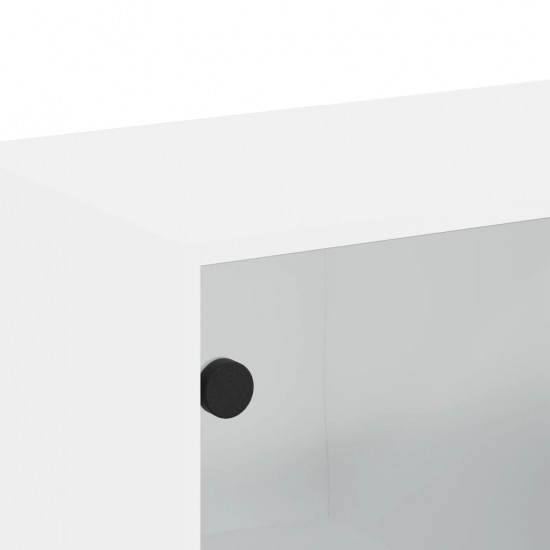 Sieninė spintelė su stiklinėmis durelėmis, balta, 68x37x68,5cm
