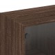 Sieninė spintelė su stiklinėmis durelėmis, ruda, 102x37x35cm