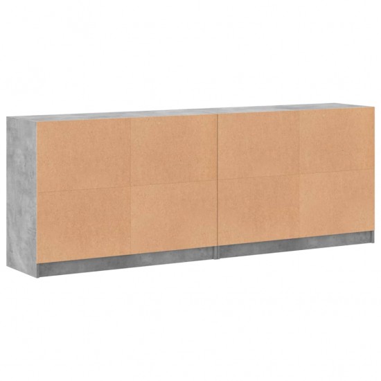 Knygų spinta su durelėmis, betono pilka, 204x37x75cm, mediena