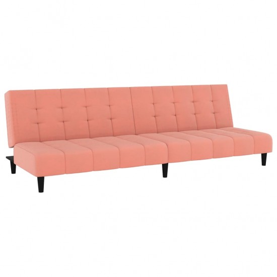 Dvivietė sofa-lova, rožinės spalvos, aksomas