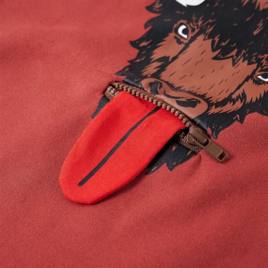 Vaikiškas sportinis megztinis su gobtuvu, degintas raudonas, 128