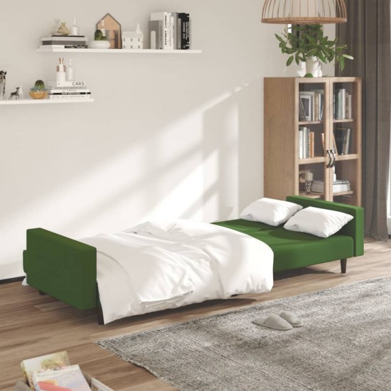 Dvivietė sofa-lova, tamsiai žalios spalvos, aksomas