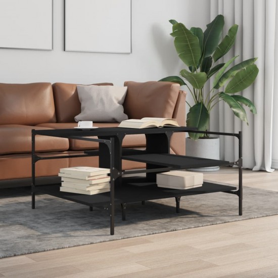 Kavos staliukas, juodas, 100x100x48,5cm, apdirbta mediena