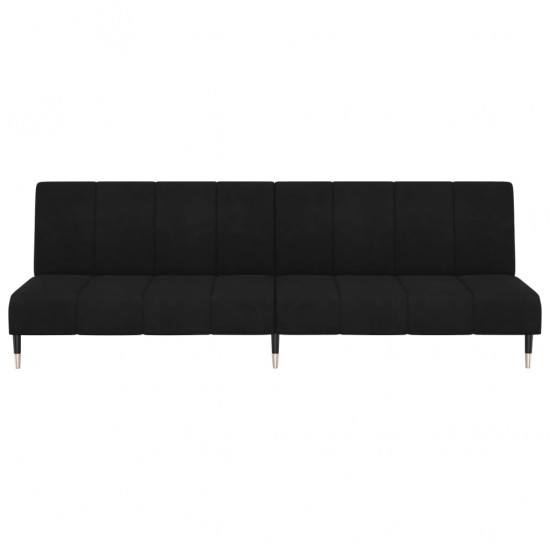 Dvivietė sofa-lova, juodos spalvos, aksomas