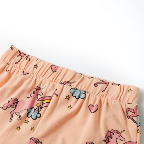 Vaikiška pižama trumpomis rankovėmis, šviesiai oranžinė, 128 dydžio