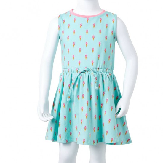 Vaikiška suknelė su sutraukiama juostele, šviesiai mėtinė, 128 dydžio