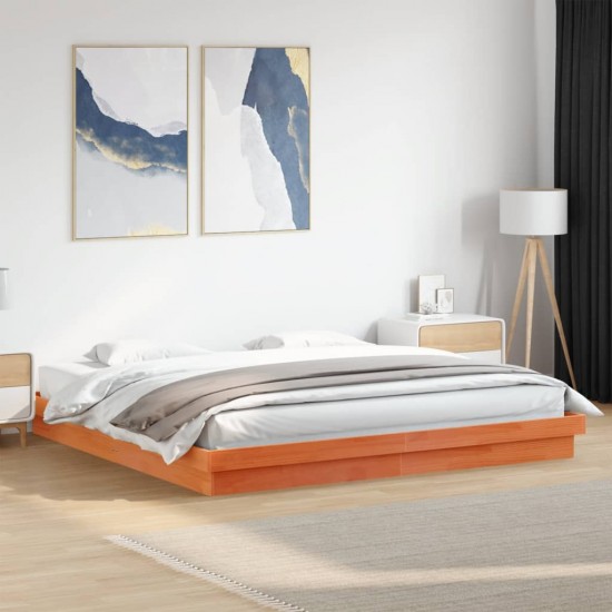 LED lovos rėmas, vaško rudas, 180x200cm, pušies masyvas