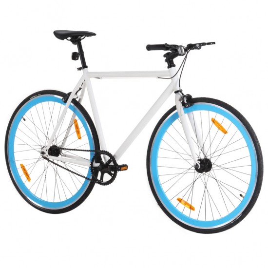 Fiksuotos pavaros dviratis, baltas ir mėlynas, 700c, 51cm