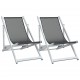 Paplūdimio kėdės, 2vnt., pilkos, aliuminis ir tekstilenas