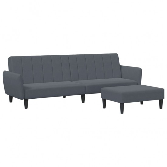 Dvivietė sofa-lova su pakoja, tamsiai pilkos spalvos, aksomas