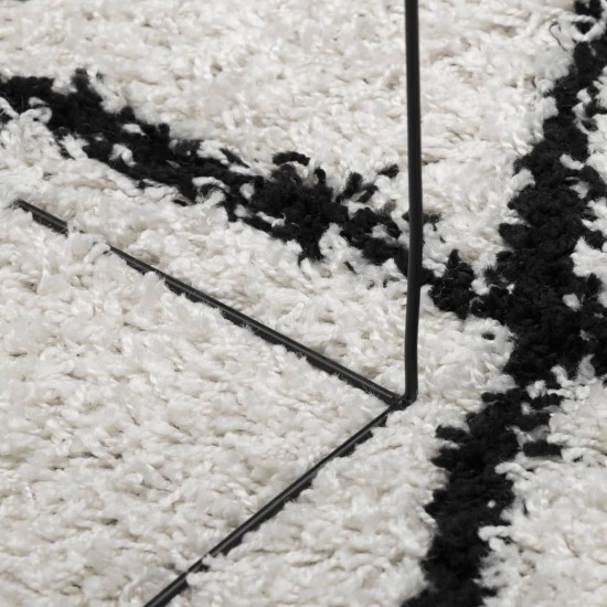 Shaggy tipo kilimas, kreminis ir juodas, 120x120cm