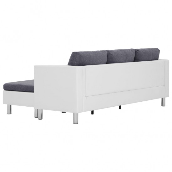 Trivietė sofa su pagalvėlėmis, baltos spalvos, dirbtinė oda