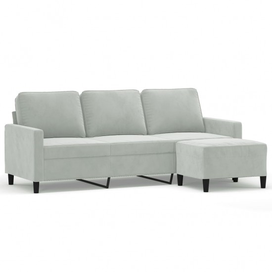 Trivietė sofa su pakoja, šviesiai pilka, 180cm, aksomas