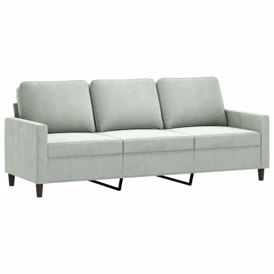 Trivietė sofa su pakoja, šviesiai pilka, 180cm, aksomas