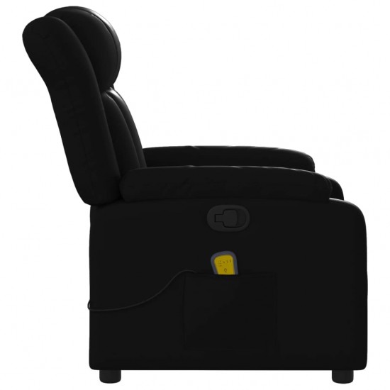 Atlošiamas masažinis krėslas, juodos spalvos, dirbtinė oda