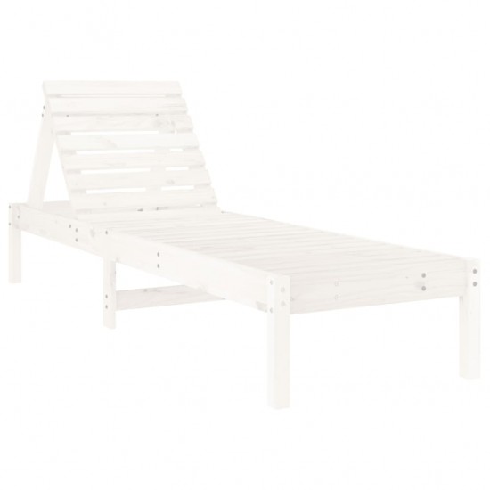 Saulės gultas, baltas, 199,5x60x74cm, pušies medienos masyvas
