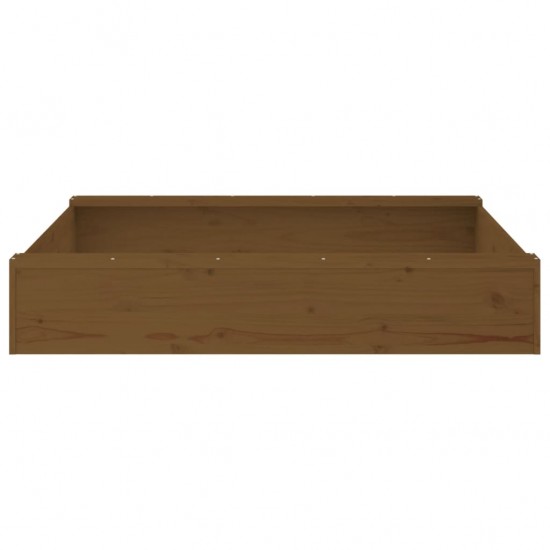 Smėlio dėžė su sėdynėmis, medaus, pušies masyvas, kvadratinė