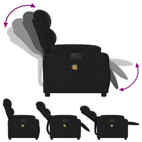 Elektrinis atlošiamas masažinis krėslas, juodas, audinys