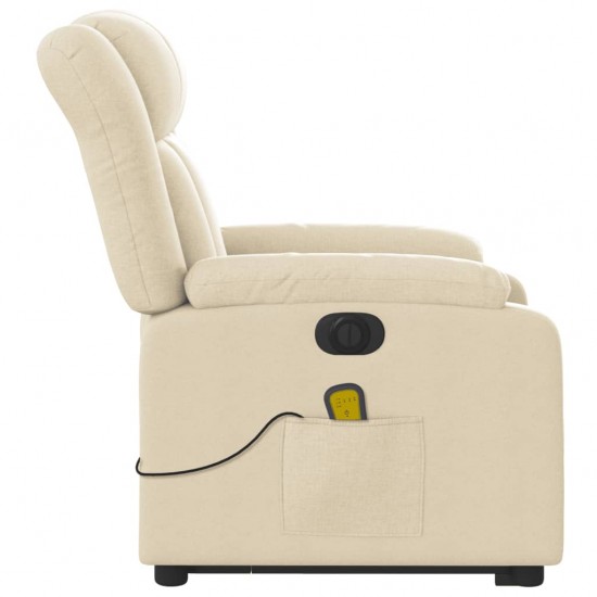 Atsistojantis elektrinis masažinis krėslas, kreminis, audinys