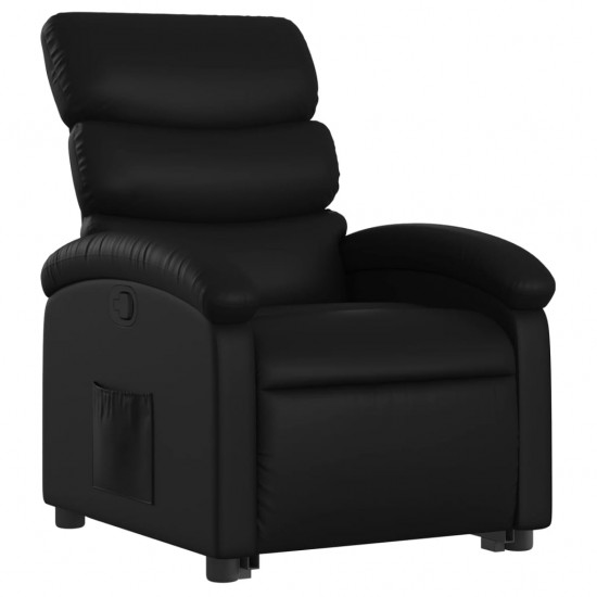 Atsistojantis atlošiamas krėslas, juodos spalvos, dirbtinė oda
