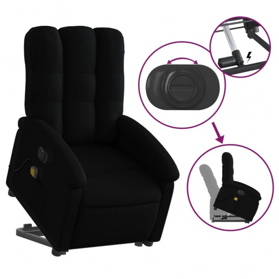 Atsistojantis elektrinis masažinis krėslas, juodas, audinys