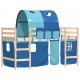 Aukšta vaikiška lova su tuneliu, mėlyna, 90x190cm, pušis