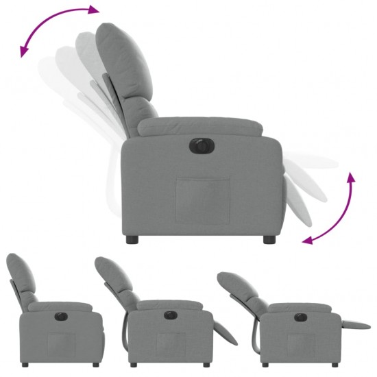 Elektrinis atlošiamas krėslas, šviesiai pilkos spalvos, audinys