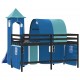 Aukšta vaikiška lova su bokštu, mėlyna, 80x200cm, pušis
