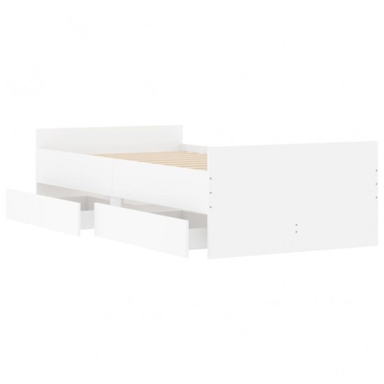 Lovos rėmas su stalčiais, baltas, 75x190cm, mažas vienvietis