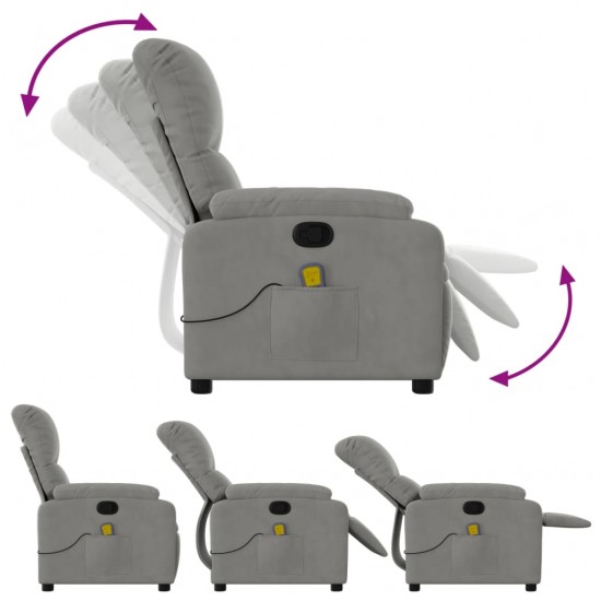 Atlošiamas masažinis krėslas, pilkas, mikropluošto audinys