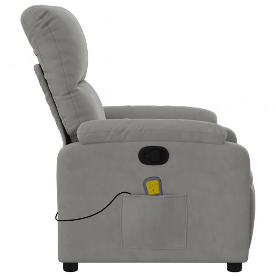 Atlošiamas masažinis krėslas, pilkas, mikropluošto audinys