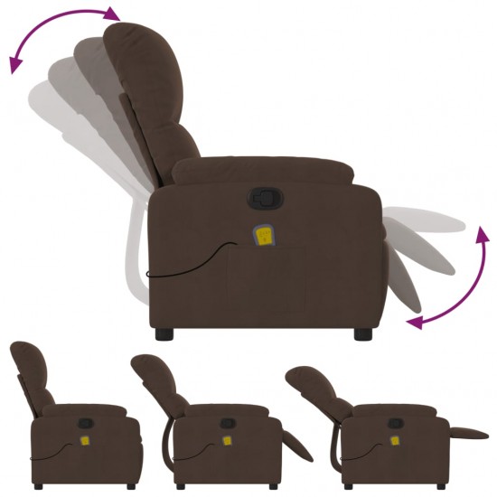 Atlošiamas masažinis krėslas, rudas, mikropluošto audinys