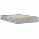 Lovos rėmas su stalčiais, betono, 135x190cm, apdirbta mediena