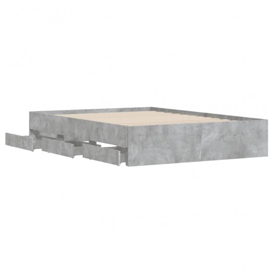Lovos rėmas su stalčiais, betono, 120x190cm, apdirbta mediena