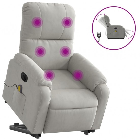 Atsistojantis masažinis krėslas, pilkas, mikropluošto audinys