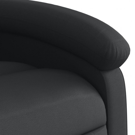 Atsistojantis elektrinis masažinis krėslas, juodas, tikra oda