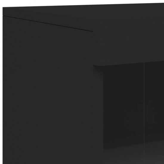 Šoninė spintelė su LED lemputėmis, juodos spalvos, 162x37x100cm