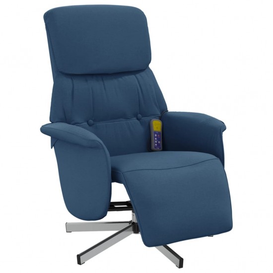 Atlošiama masažinė kėdė su pakoja, mėlynos spalvos, audinys