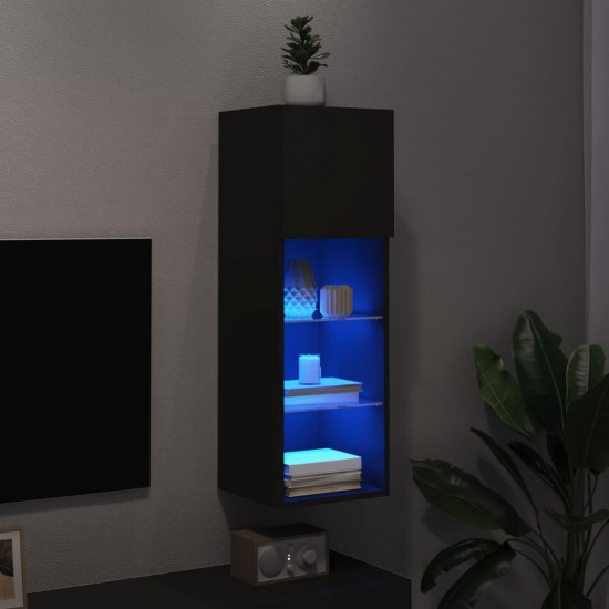 TV spintelė su LED lemputėmis, juodos spalvos, 30,5x30x90cm