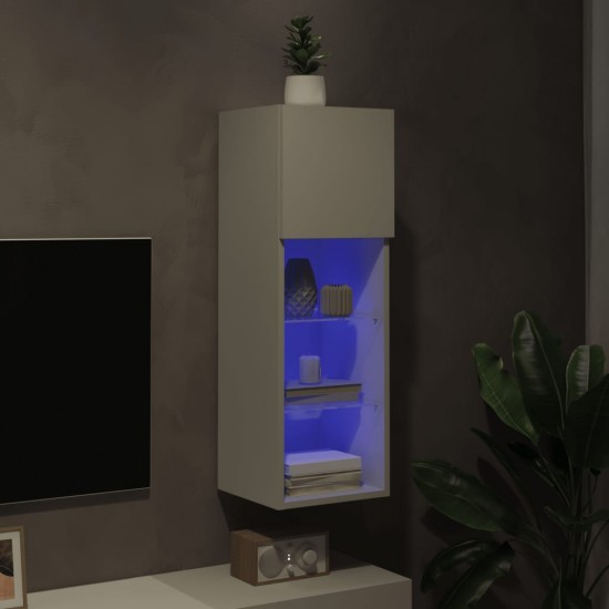 TV spintelė su LED lemputėmis, baltos spalvos, 30,5x30x90cm