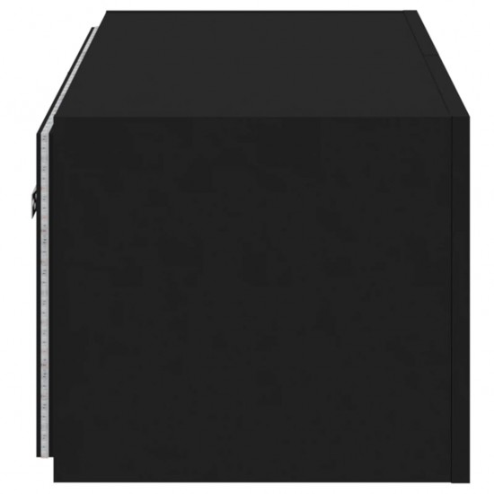 Sieninė TV spintelė su LED lemputėmis, juoda, 100x35x31cm