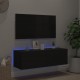 Sieninė TV spintelė su LED lemputėmis, juoda, 100x35x31cm