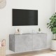 Sieninė TV spintelė su LED lemputėmis, betono, 100x35x41cm