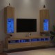 TV spintelės su LED lemputėmis, 2vnt., ąžuolo, 30,5x30x102cm
