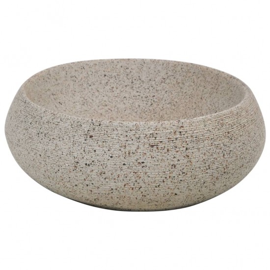 Praustuvas ant stalviršio, smėlio, 59x40x15cm, keramika, ovalus