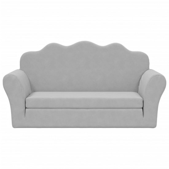 Vaikiška dvivietė sofa-lova, šviesiai pilka, minkštas pliušas