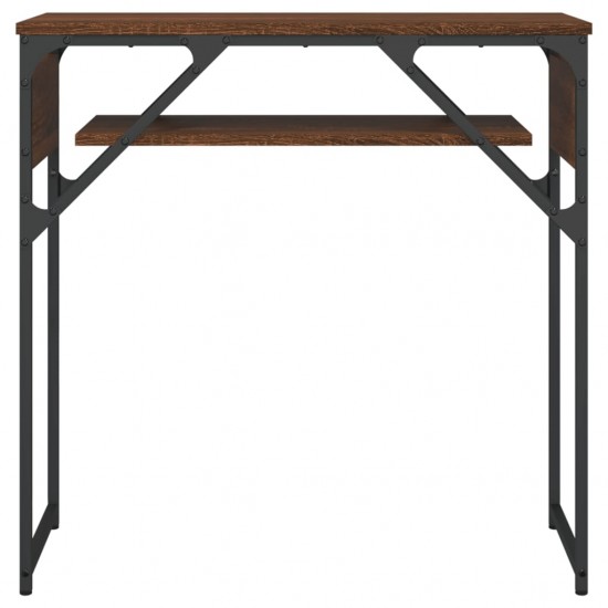 Konsolinis staliukas su lentyna, rudas, 75x30x75cm, mediena