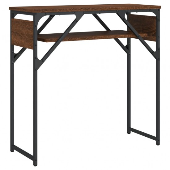 Konsolinis staliukas su lentyna, rudas, 75x30x75cm, mediena
